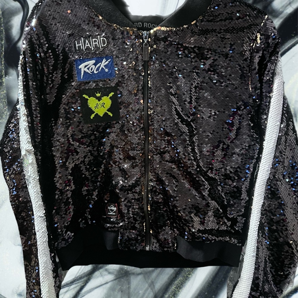 HARD ROCK ATLANTIC CITY SEQUIN BOMBER JACKET NEW SZ XL
